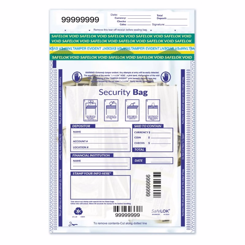 Deposit Bags, Single Pocket, Clear 15 X 20"