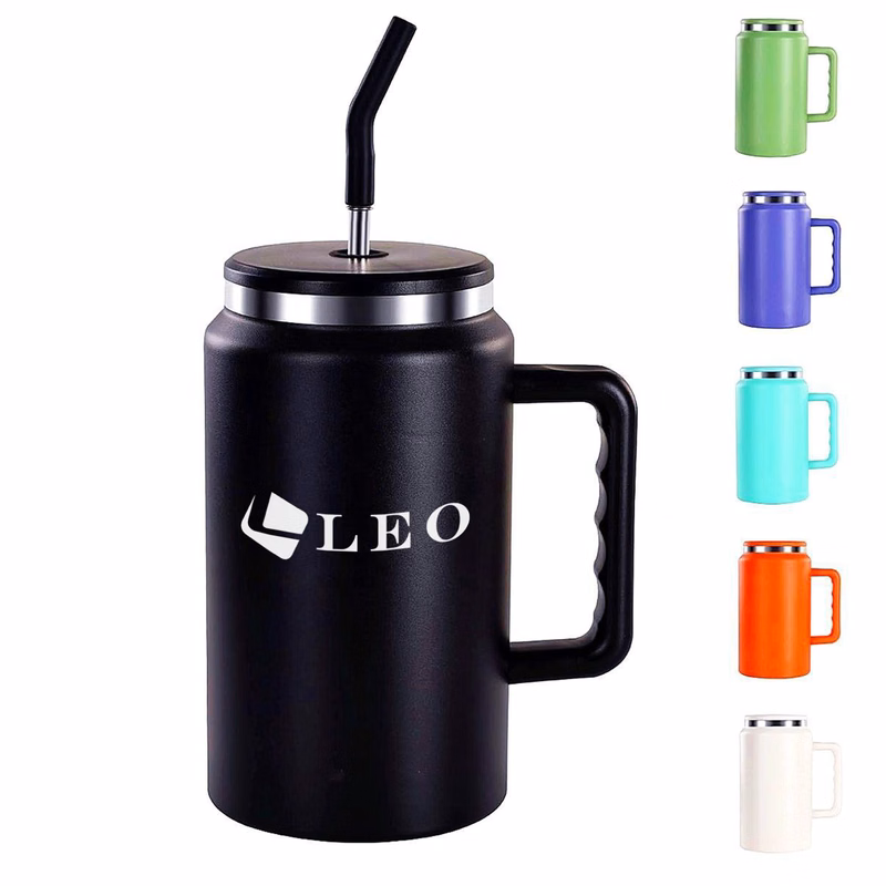 50 Oz Stainless Steel Mug w/ Straw