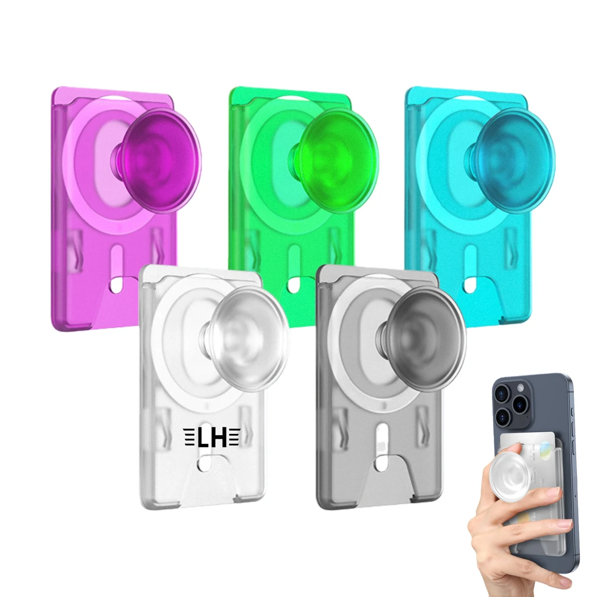 Magnetic Phone Grip and Stand with Card Holder 1