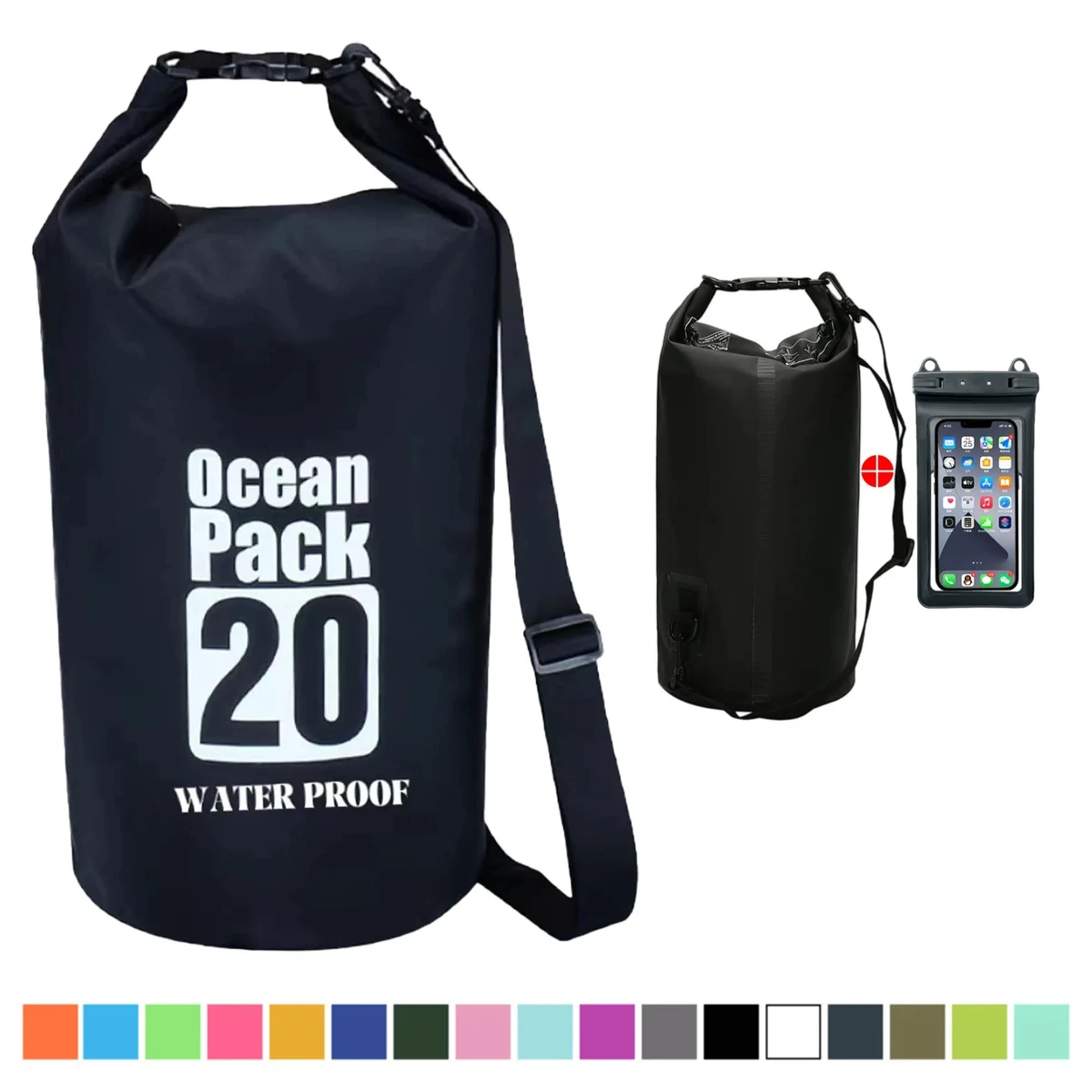 20L Beach Dry Bag With Phone Case Waterproof Resistant 1