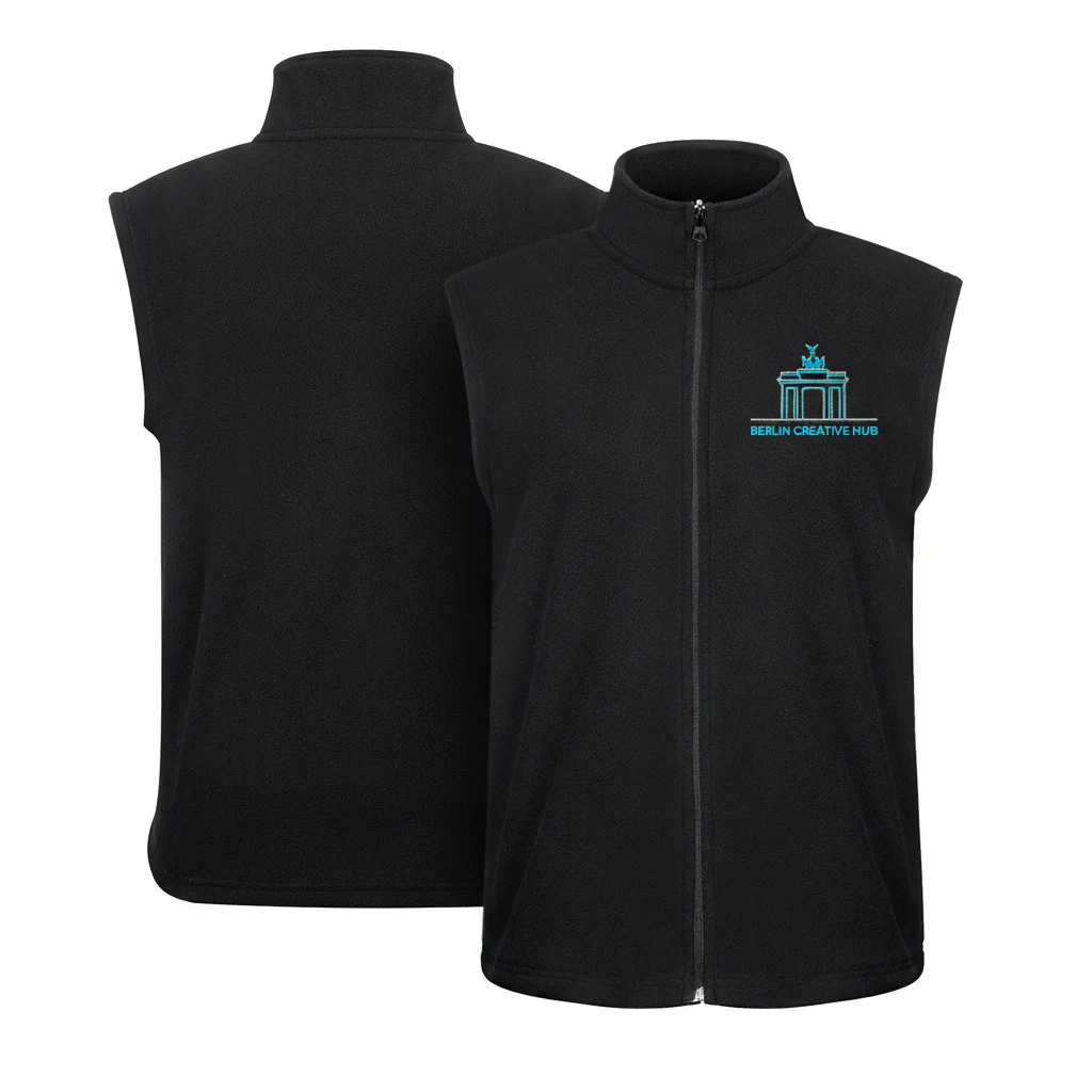 Men's Basic Full zip Polar Fleece Vest Embroidered 1