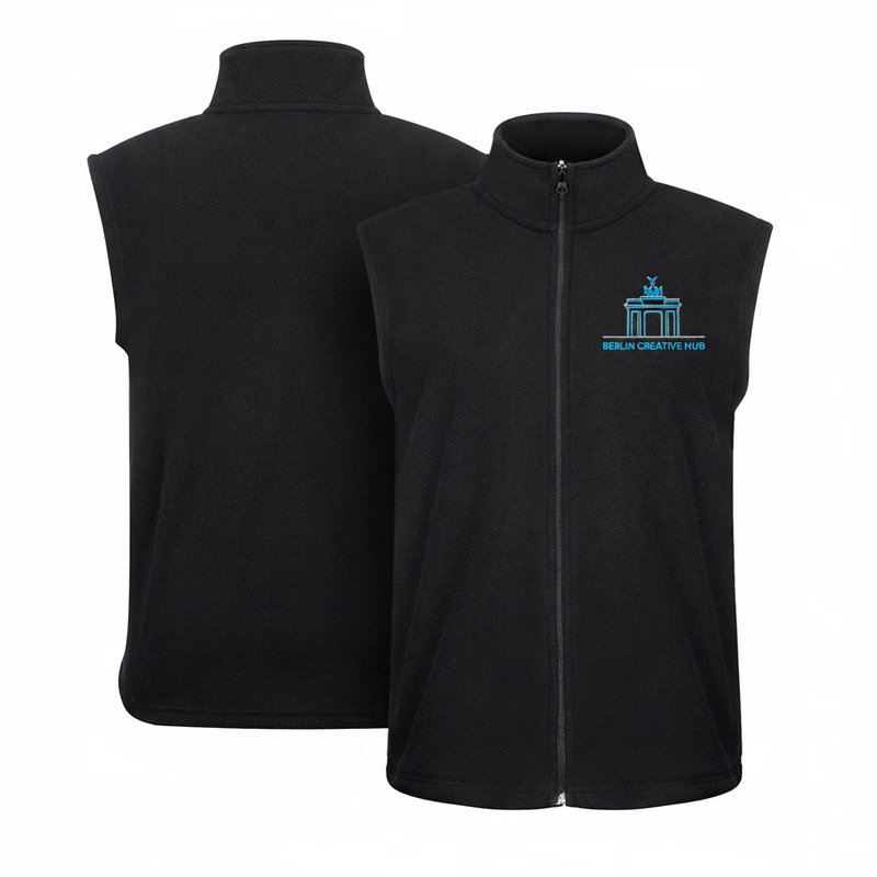 Men's Basic Full zip Polar Fleece Vest Embroidered