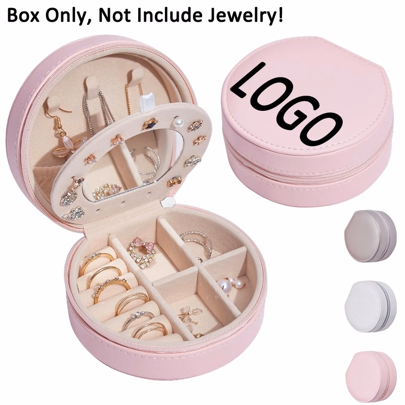 Custom PU Portable Travel Jewelry Organizer Box with Mirror