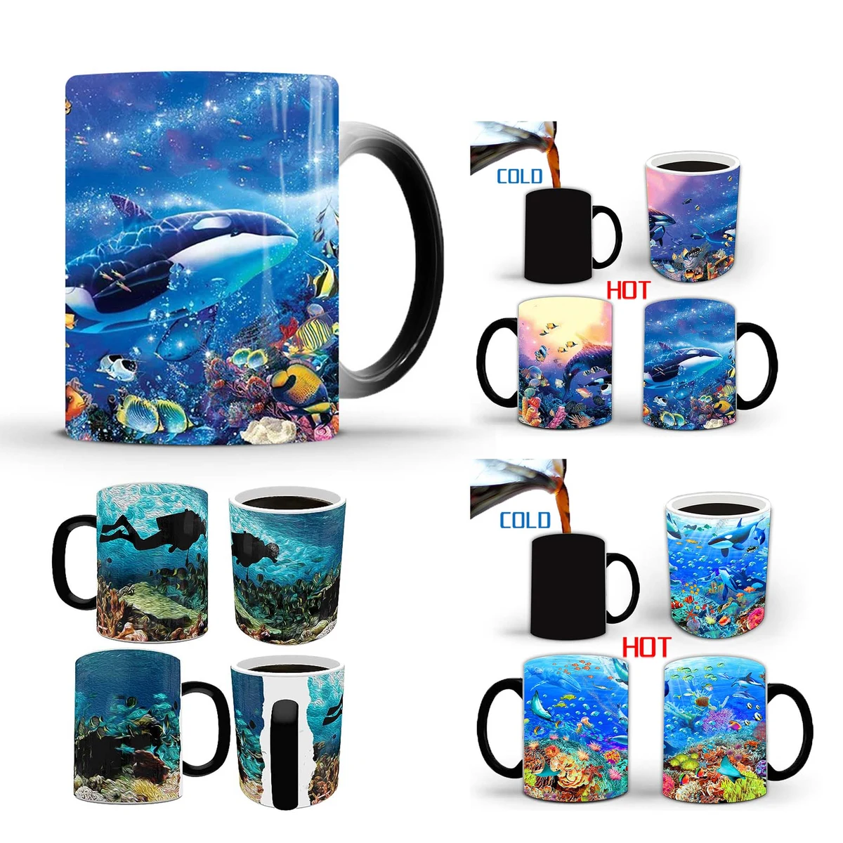 11 oz Color Changing Heat Sensitive Ocean Coral Reef Image Revealed Ceramic Mug 1