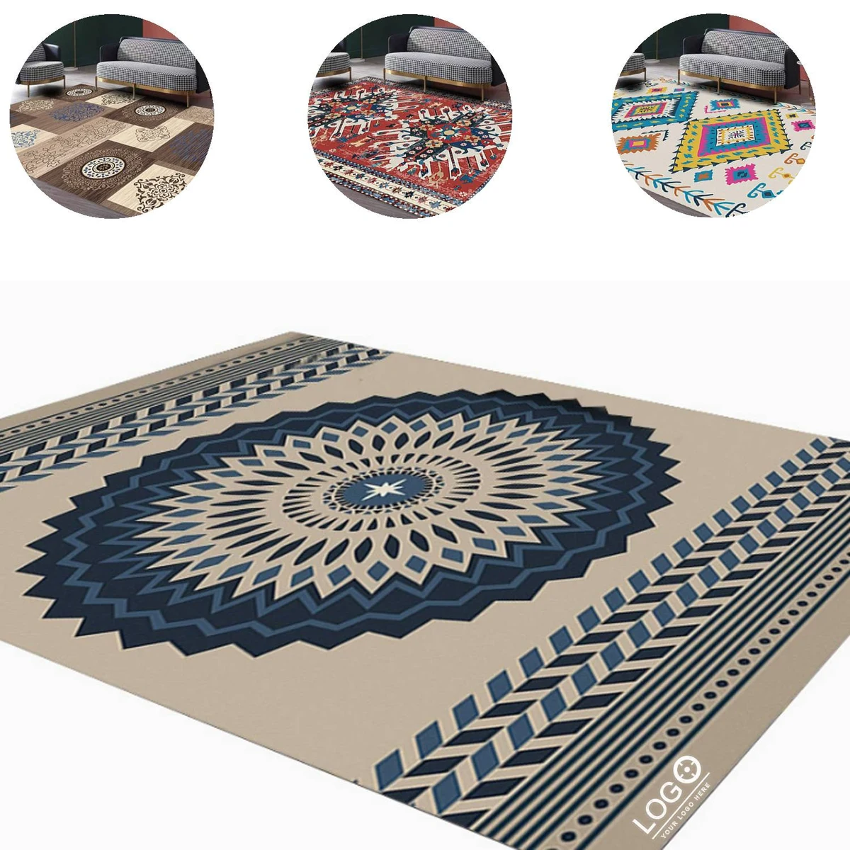 Large Non Slip Boho Area Rug 1