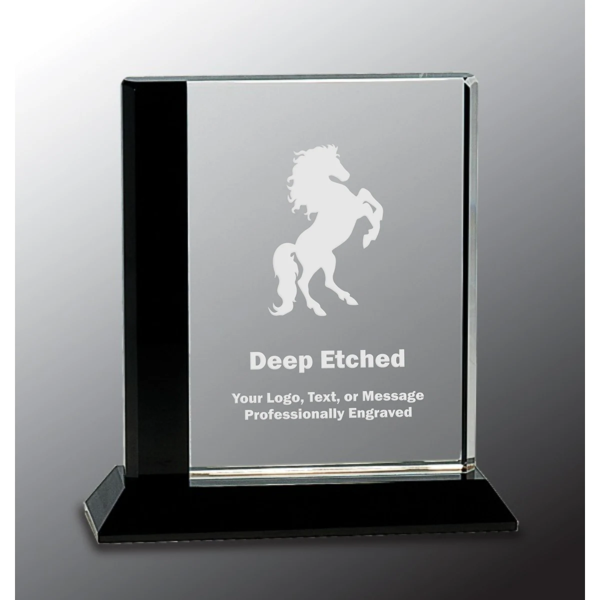 6 1/2" x 7" Black Edge Crystal on Black Base Crystal Award 1