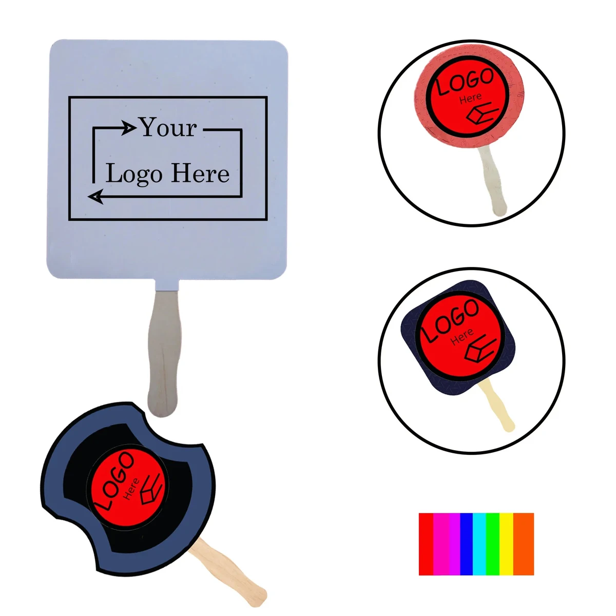 Full Color Paper Wooden Handle Fan 1