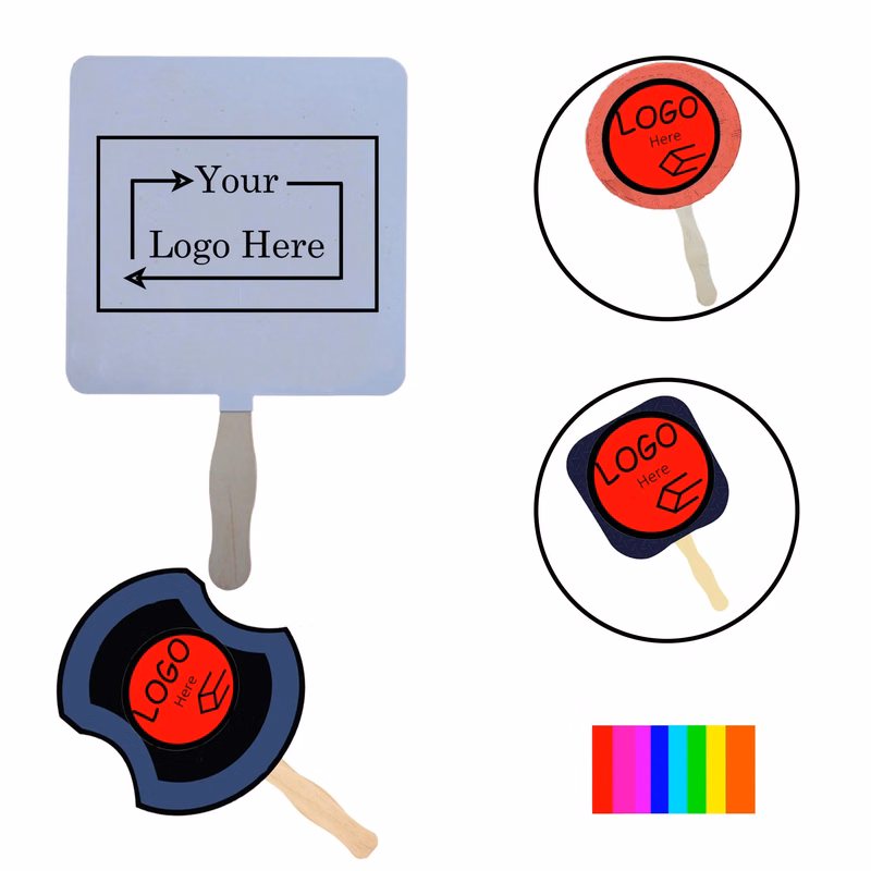 Full Color Paper Wooden Handle Fan