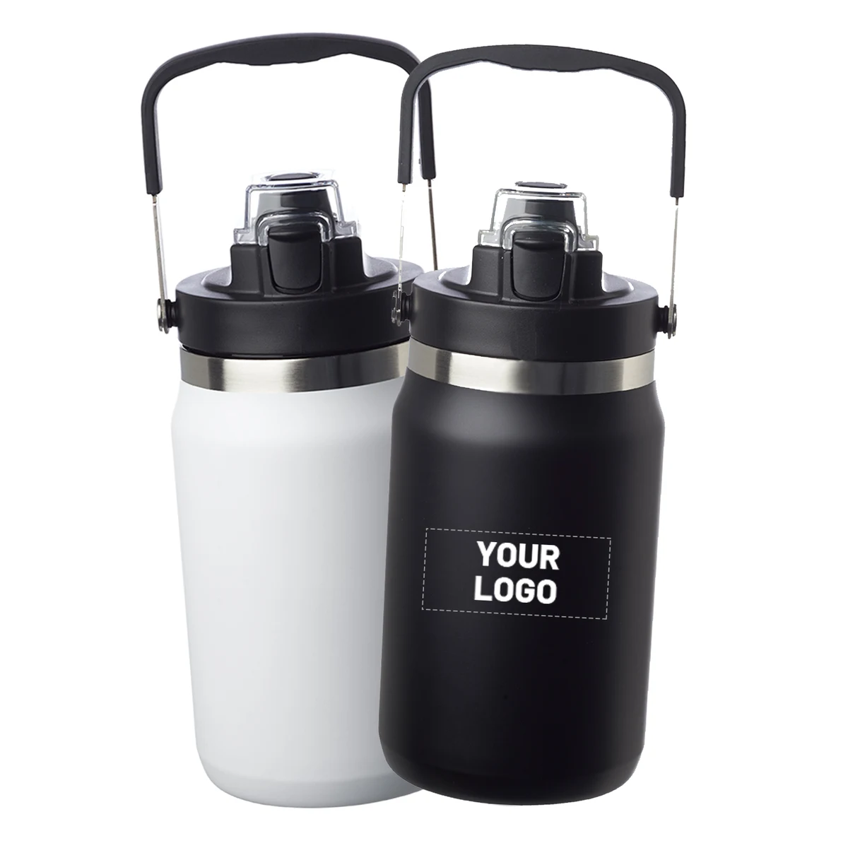 Double Wall Stainless Steel Bottle, 64 oz., custom water bottle with logo imprint 1
