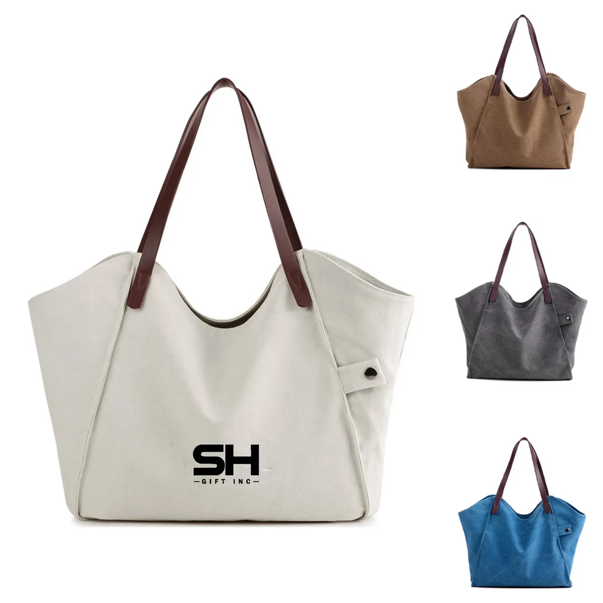 Canvas Tote Large Shoulder Bag, custom tote bag with logo imprint 1