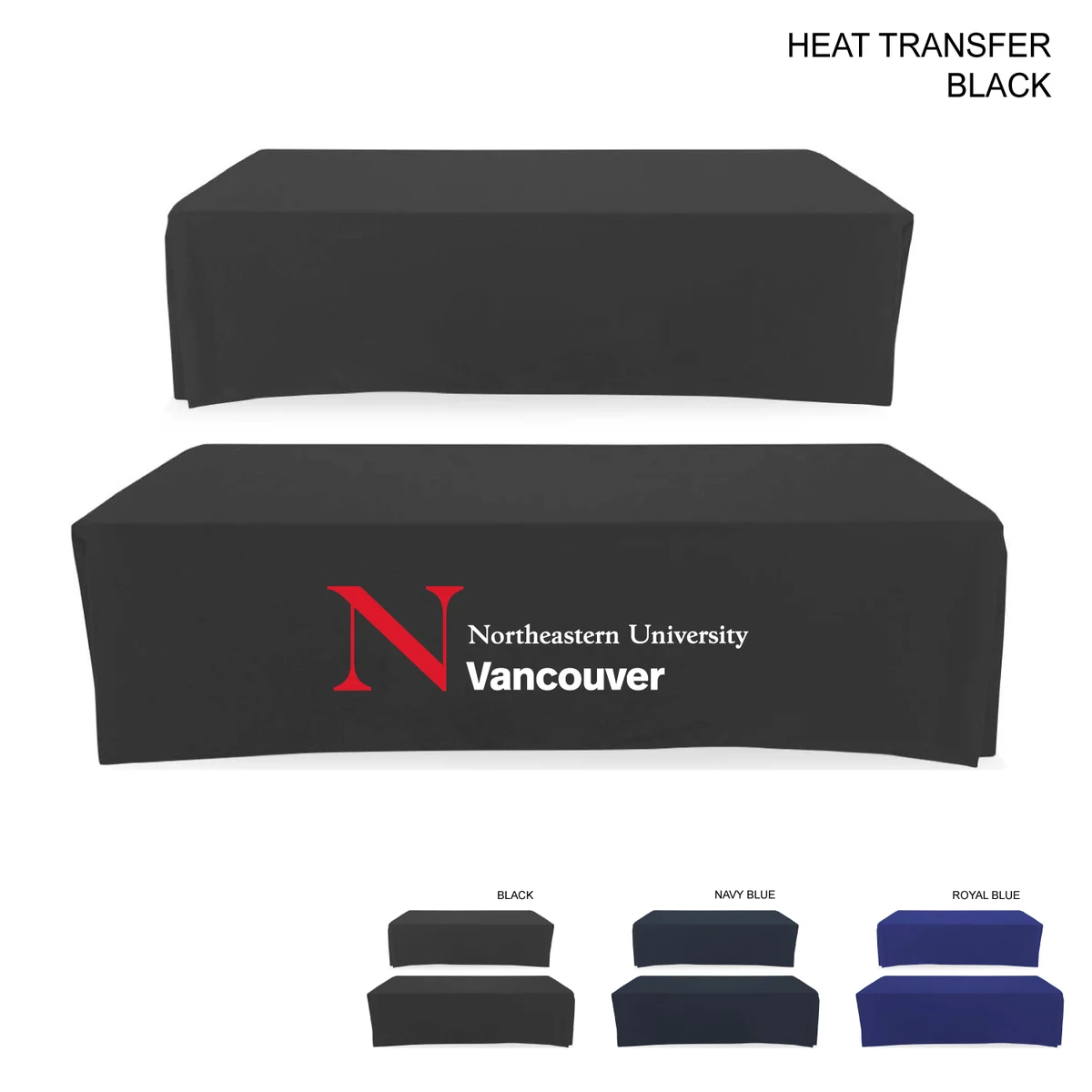 Polycotton Twill Table Throw for 8' Table, Drape style, 4 sided, Closed Back, Heat Transfer logo 1