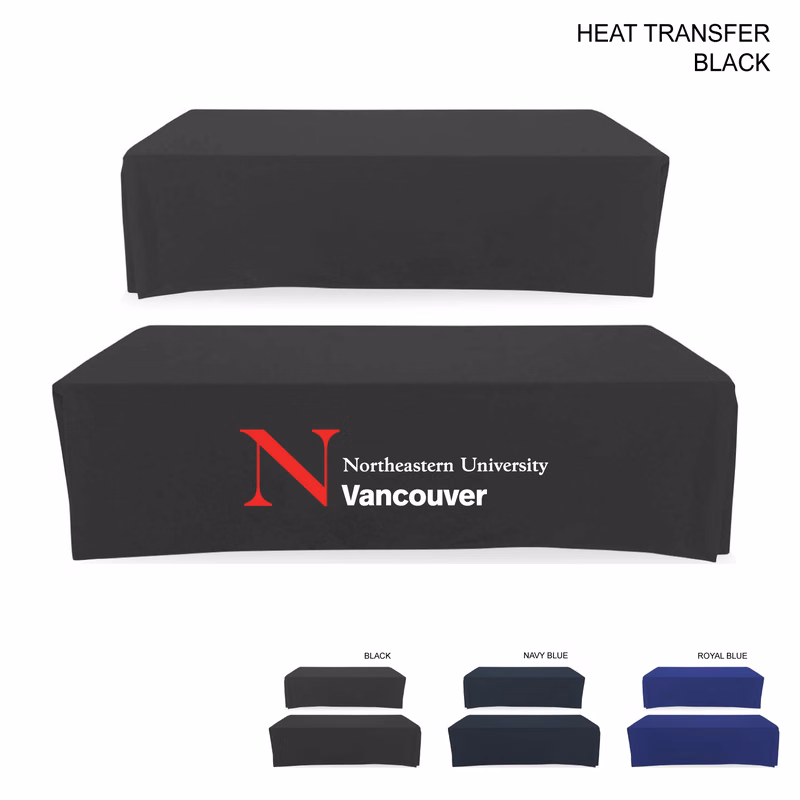 Polycotton Twill Table Throw for 8' Table, Drape style, 4 sided, Closed Back, Heat Transfer logo