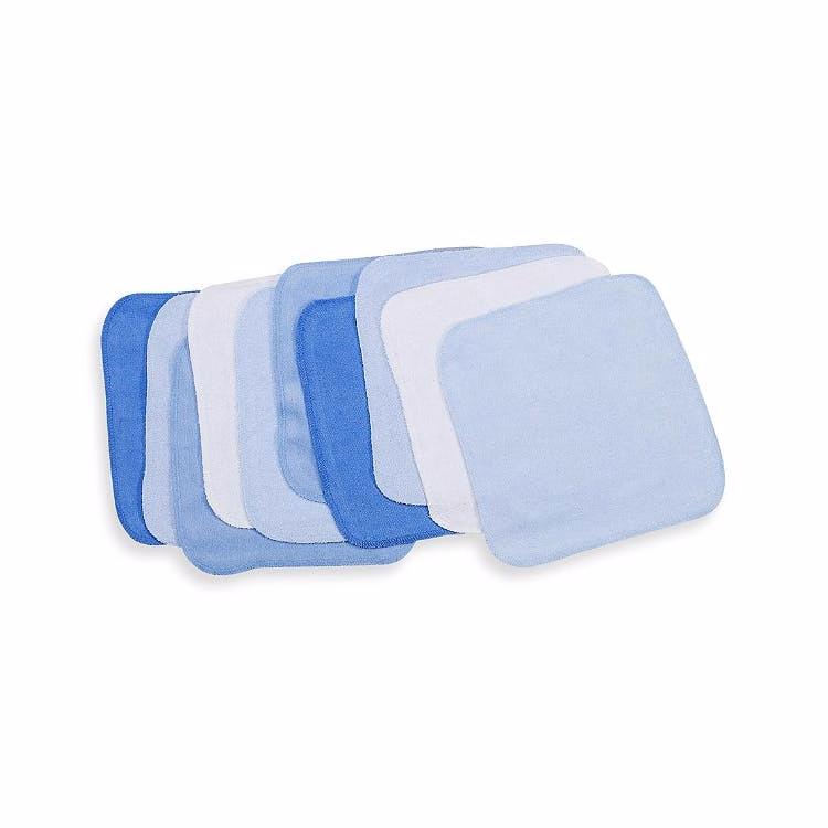 Terry Baby Washcloths - Assorted Blue 10 Pack
