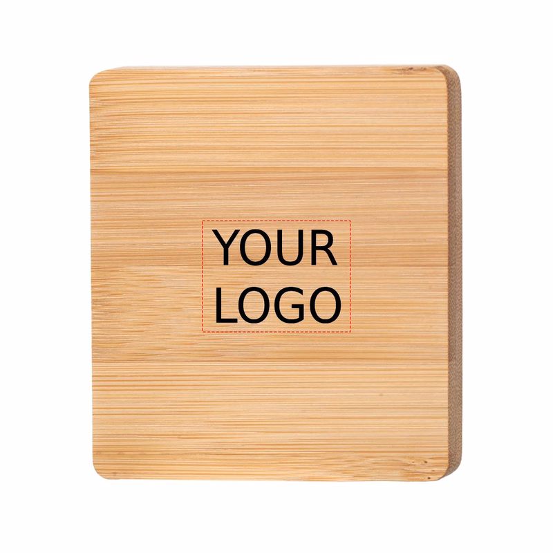 Square Bamboo Wood Coaster with Opener