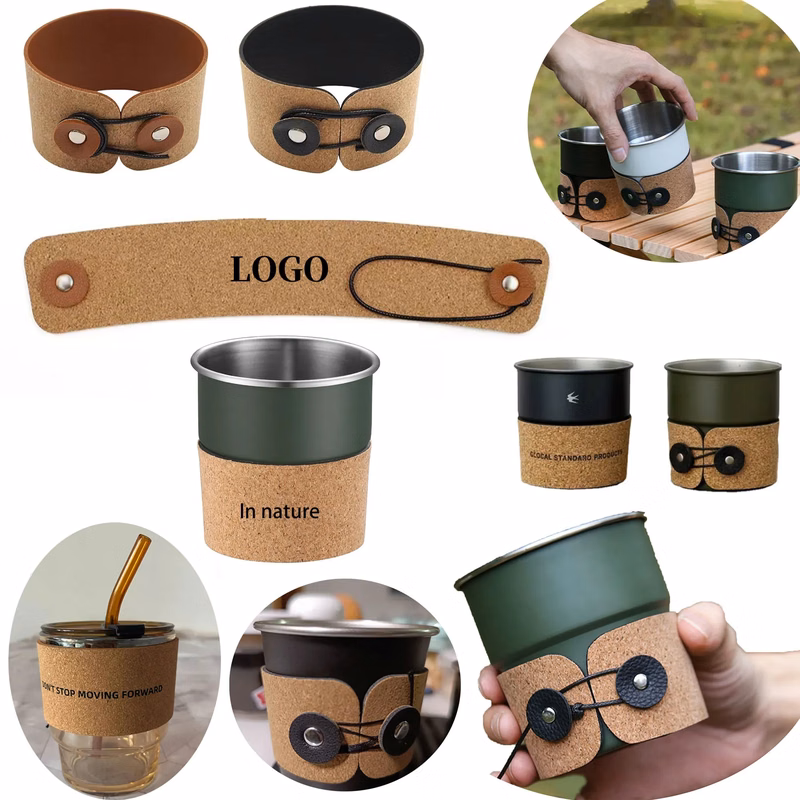 Reusable Leather Cork Cup Sleeve
