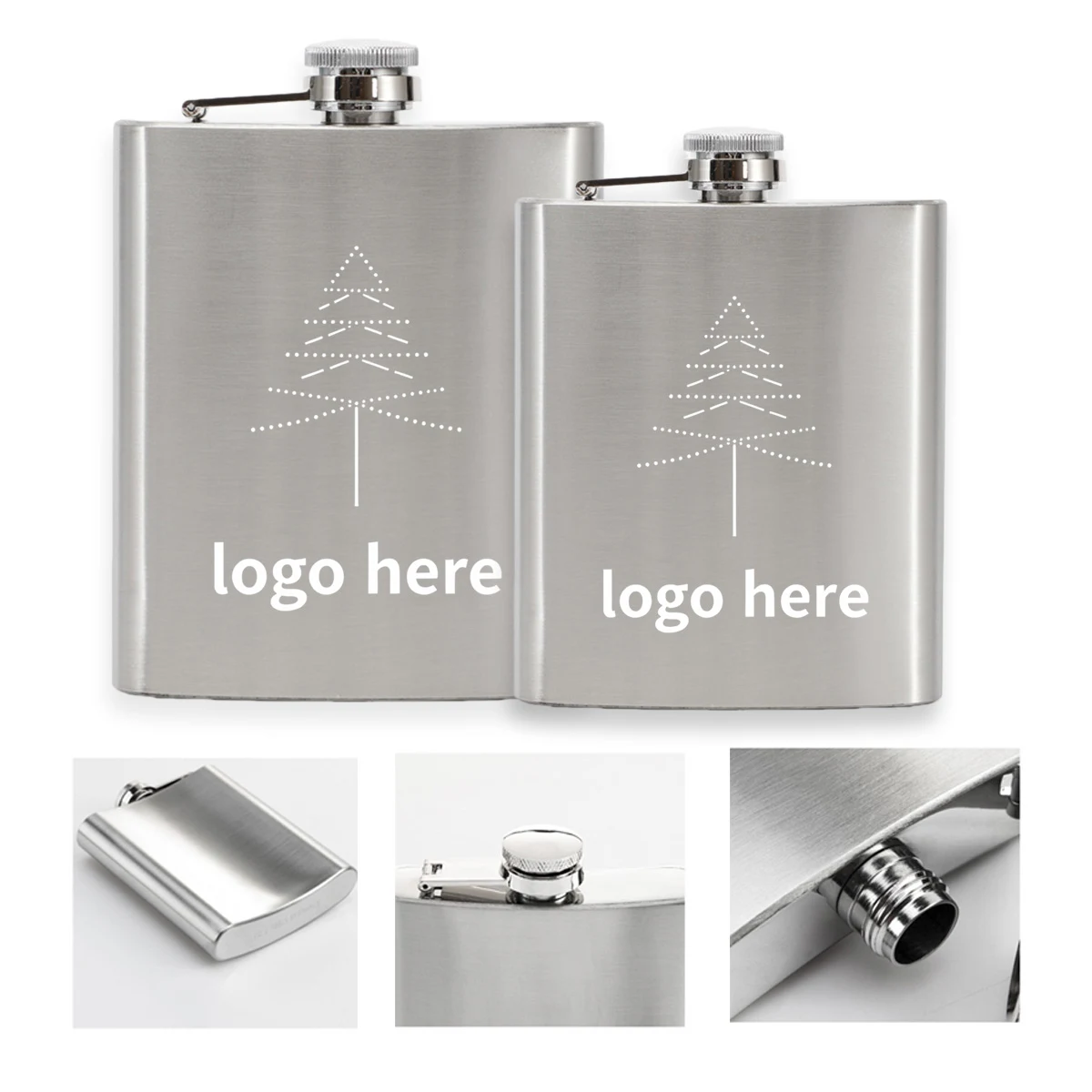 8 Ounce 304 SS Portable Flask, custom water bottle with logo imprint 1