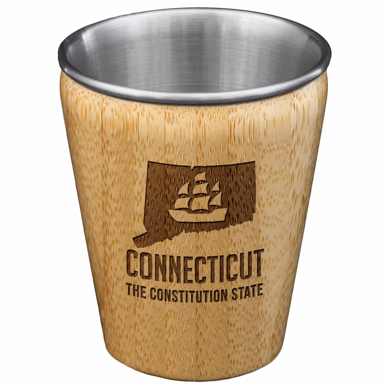 Connecticut State Bamboo and Stainless Steel Shot Glass