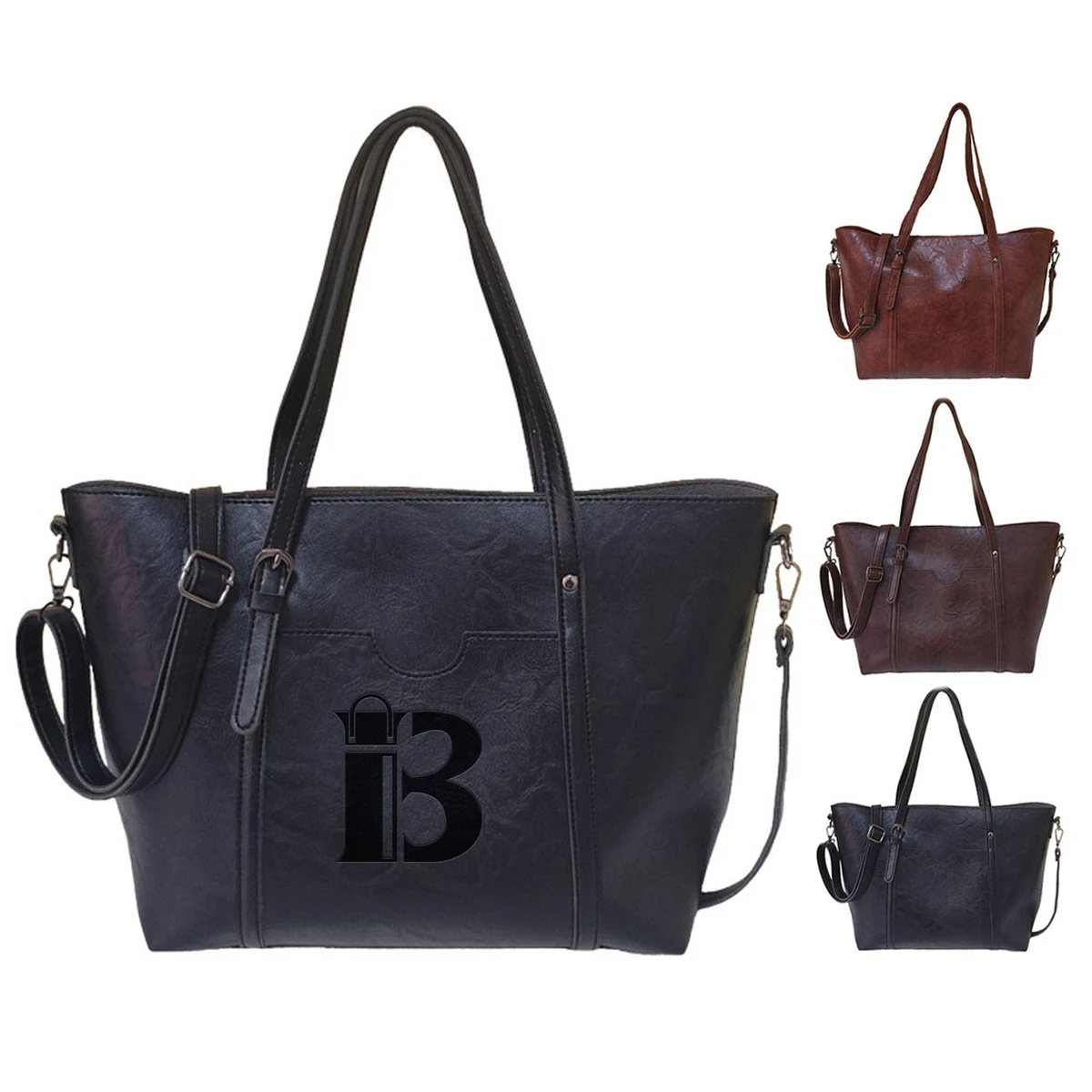 Large-Capacity Vintage Pu Leather Tote Bag 1
