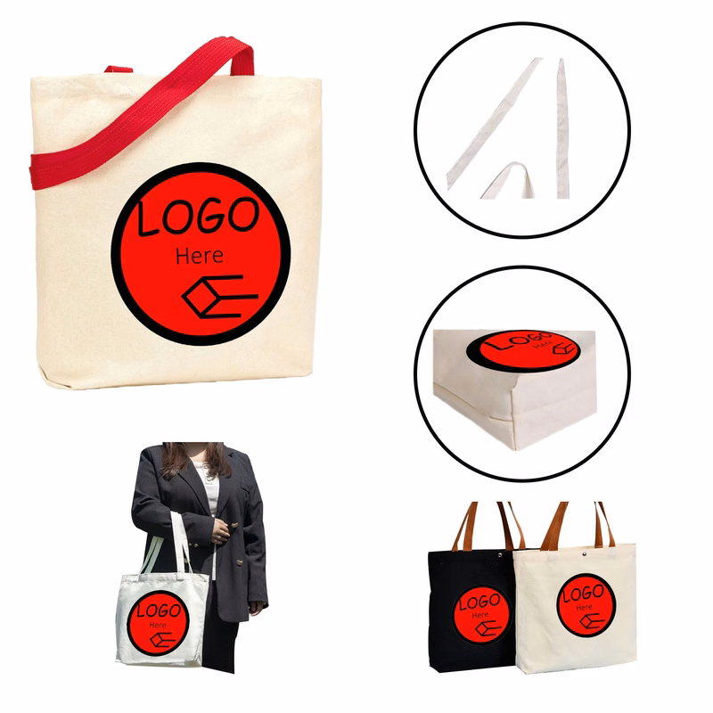 Full Color Sublimation Canvas Tote Bag With Colored Strap