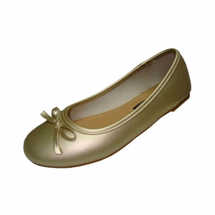 Girls' Ballerina Flats - Gold Sizes 11-4 Age 4-8 Years