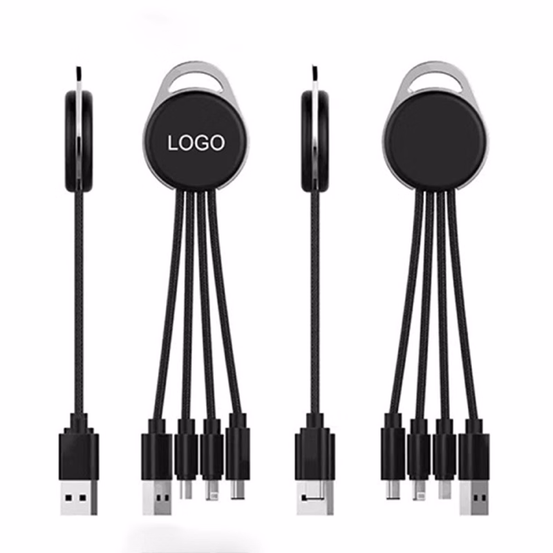 3 in 1 Nylon Charger Cable with LED Logo