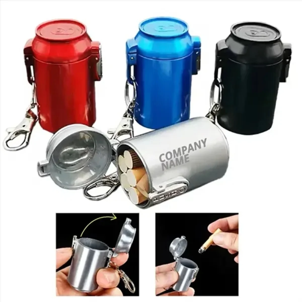 Ashtray with One-Touch Lid & Carabiner
1