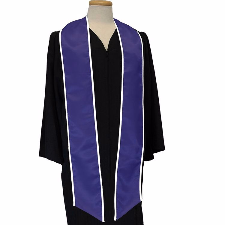 Purple 84" Graduation Stoles With White Binding