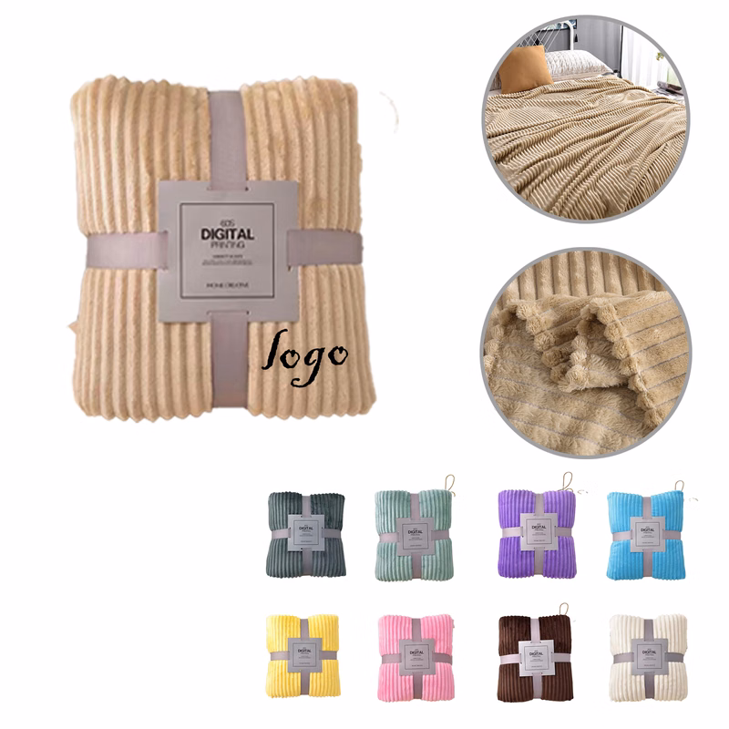 MOQ30 Warm Coral Fleece Throw Blanket Cozy Gift