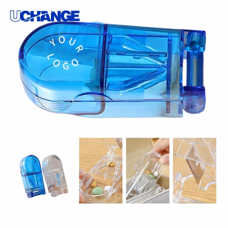 Medication Organizer Case with Stainless Steel Cutter for Travel