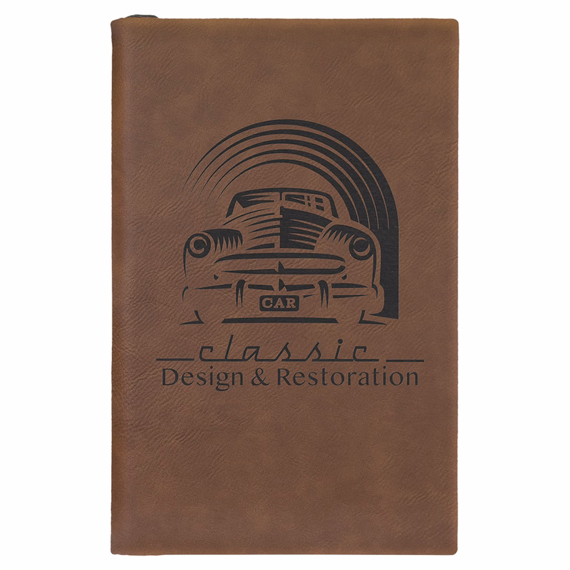 5 1/4" x 8 1/4" Dark Brown Leatherette Sketch Book-Unlined Paper