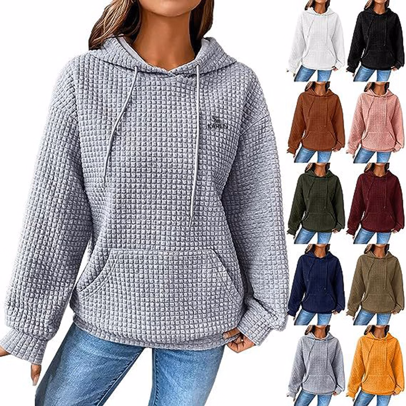 Waffle Knitted Polyester Oversized Hoodie