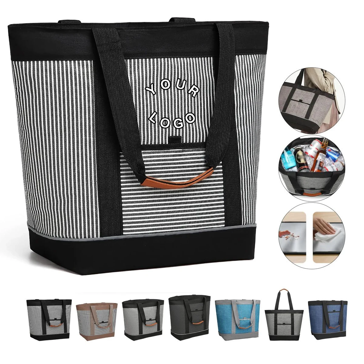 Spacious Thermal Cooler Tote With Zipper Closure 1