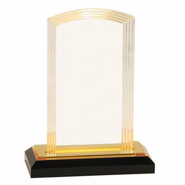 7 INCH GOLD STEP ARCH IMPRESS ACRYLIC TROPHY