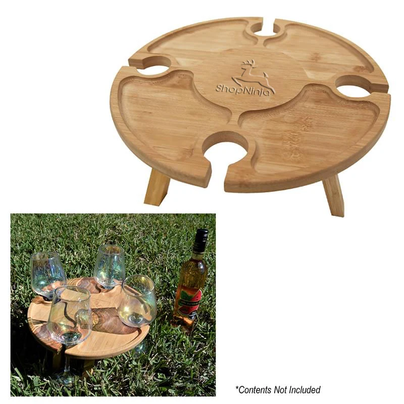 Bamboo Portable Wine & Cheese Table 1