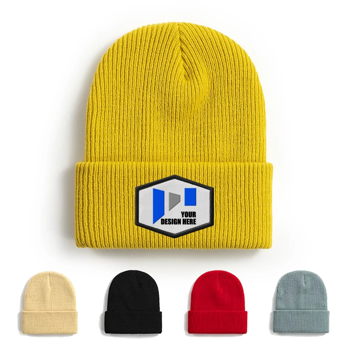 Cotton Embroidered Knitted Beanie Hat 1