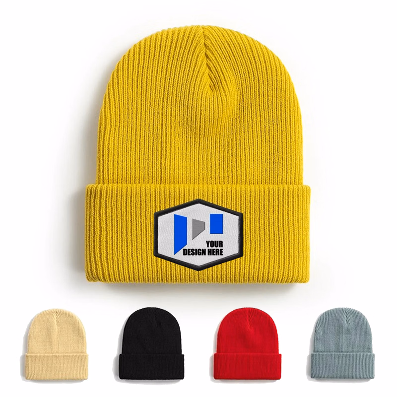 Cotton Embroidered Knitted Beanie Hat
