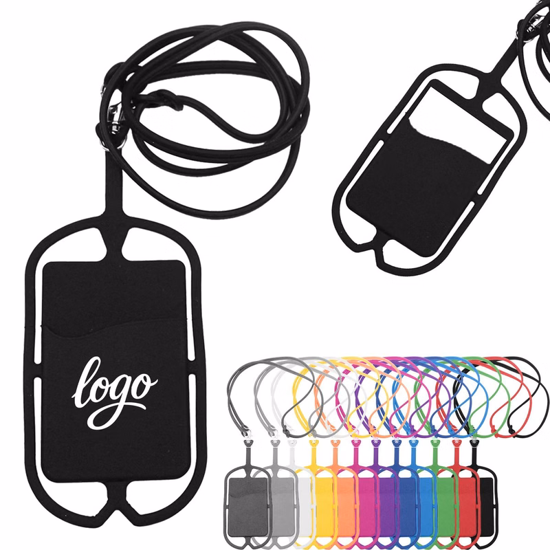 Universal Phone Holder W/Card Pocket And Silicone Neck Strap