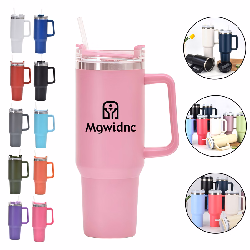 40oz Stainless Steel Vacuum Insulated Car Cup with Straw
