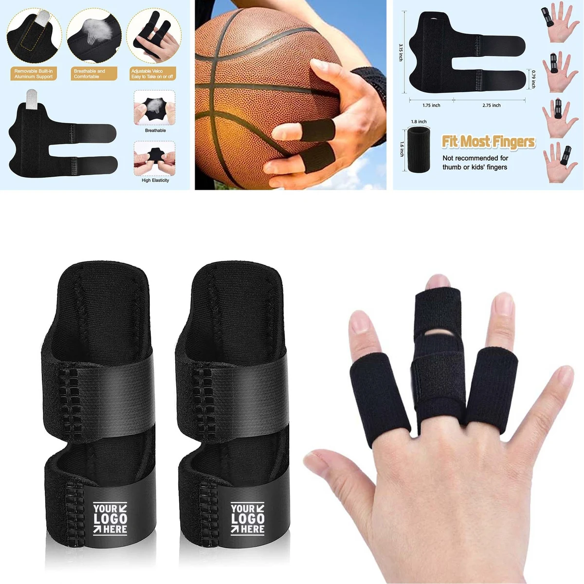 2 pcs Finger Support Brace and 6 pcs Nylon Sleeves 1