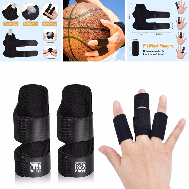 2 pcs Finger Support Brace and 6 pcs Nylon Sleeves