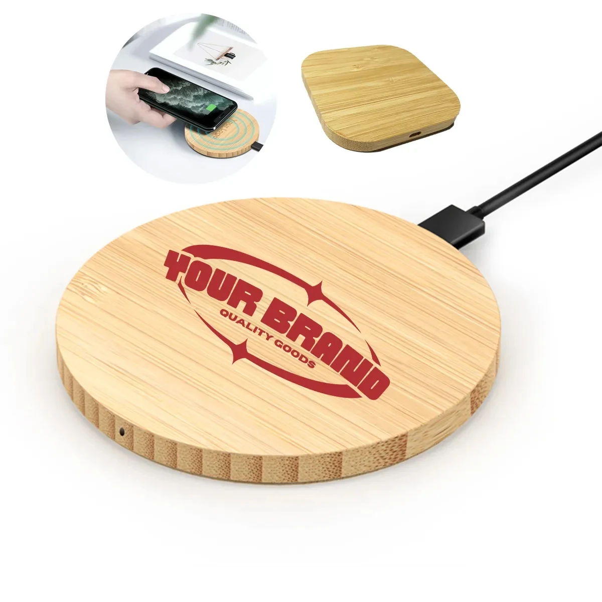 15W Wooden Fast Charger, Portable Charging Pad For Home Use 1