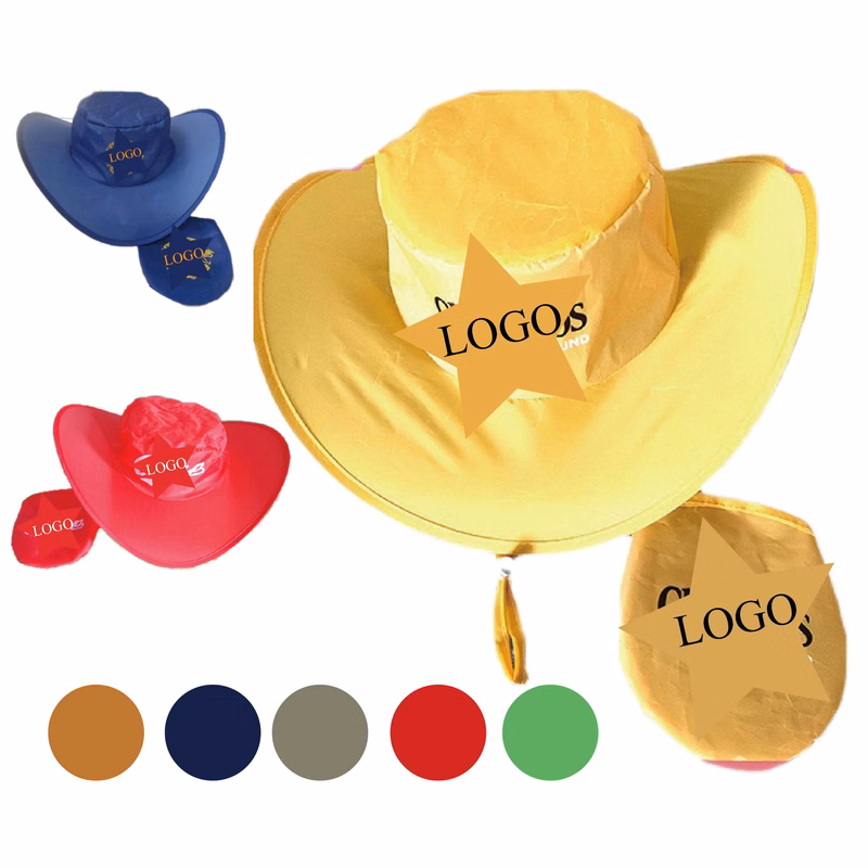 Custom Printed Foldable Cowboy Hat W/Pouch