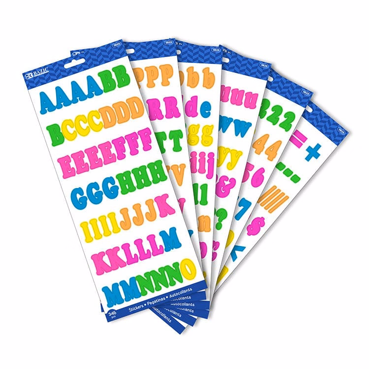 1" Alphabet & Number Stickers - 346 Pack Multicolor