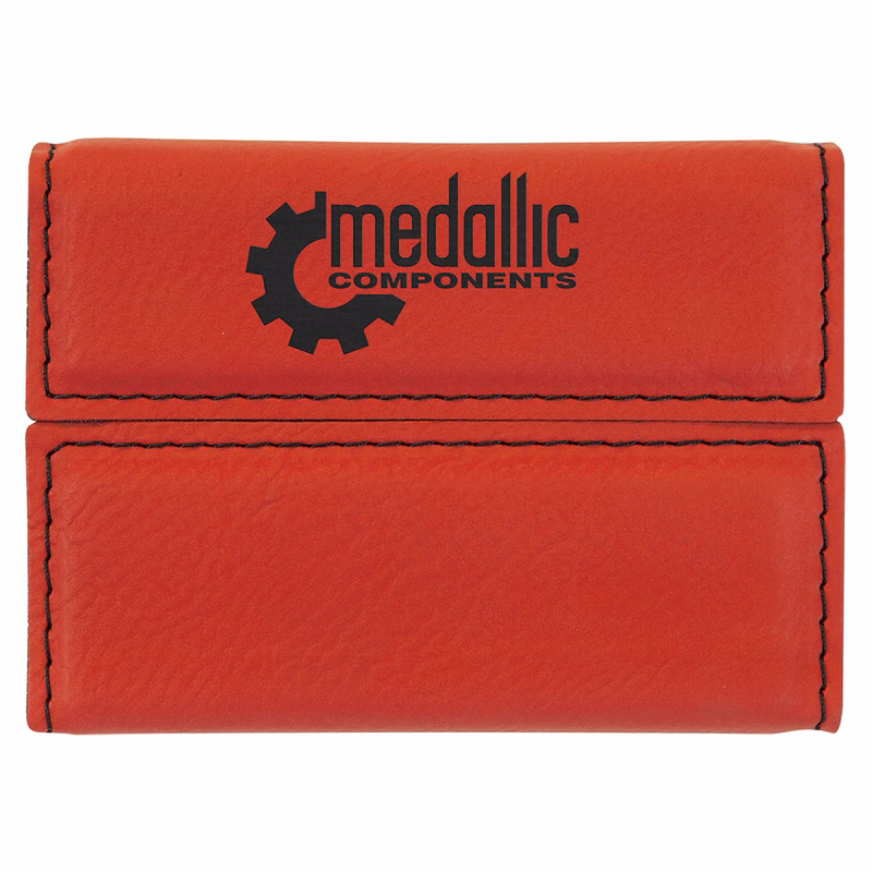 Red Leatherette Business Card Holder