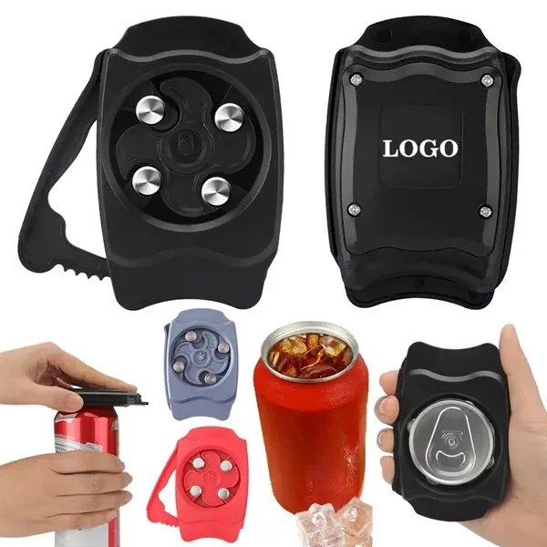 Custom Aluminum Multi Function Can Opener with Safety Blade — Portable Barware 1