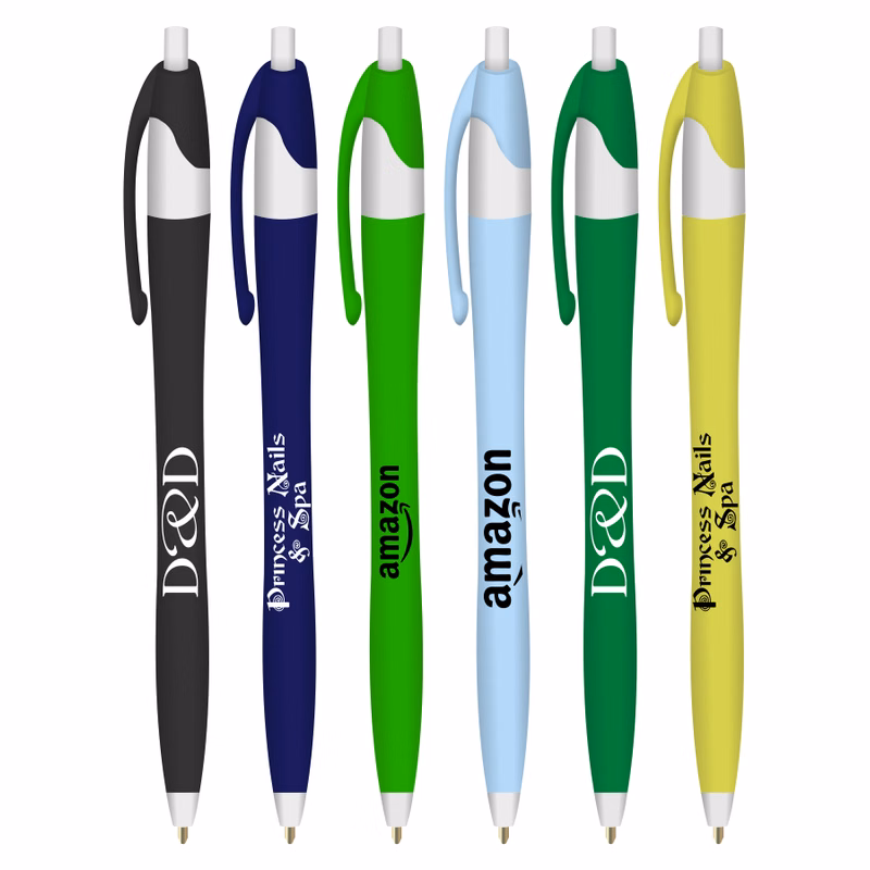 "Elegant" Colored Click Pen - Colored Barrel w/ White Trim