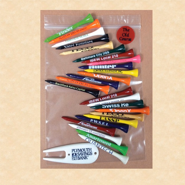 Golf Combo Pack in Resealable Bag w/ Twenty-Five 2 3/4" Tees, 1 Marker & 1 Fixer