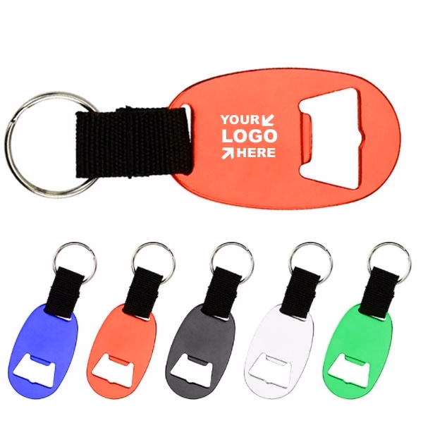 Oval Aluminum Beer Bottle Opener Keychain