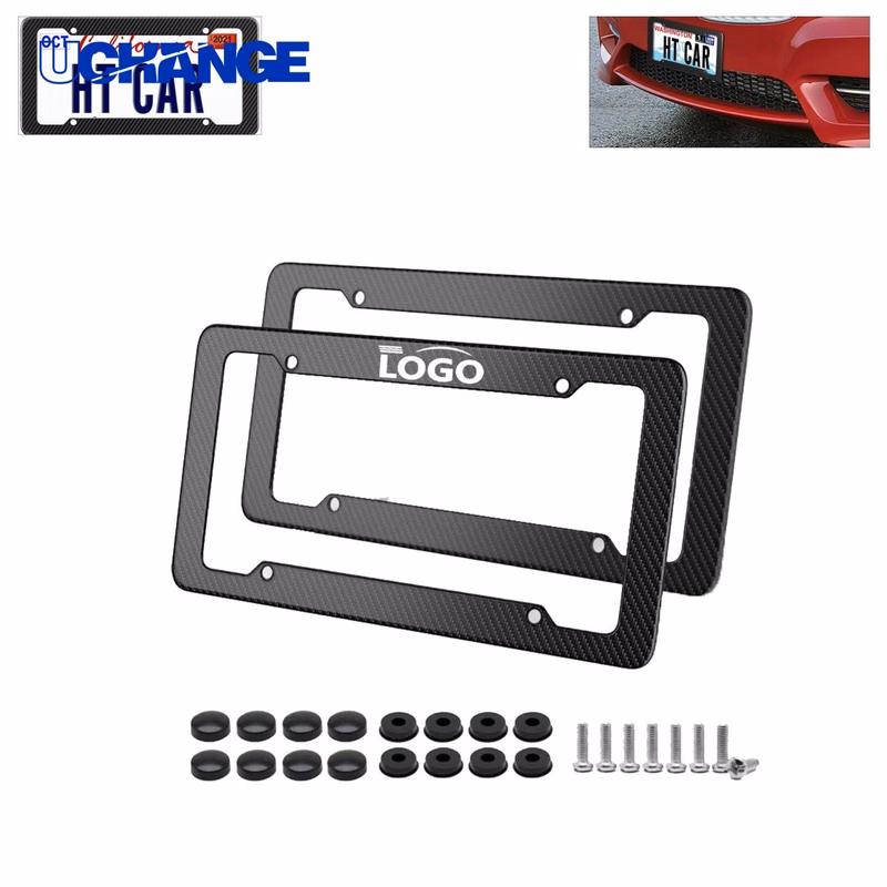 Striped License Plate Holder Set