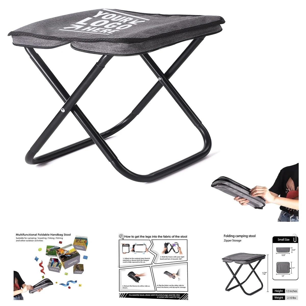 Convenient For Travel Hike Wait In Line Portable Foldable Camping Zip Packed Stool 1